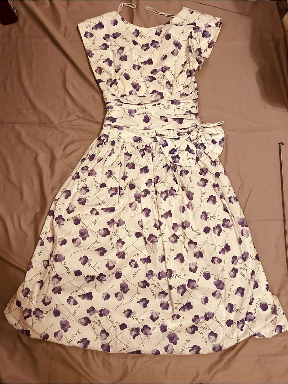 Patty O’Neil 100% cotton Floral Purple and Cream dress Size 10